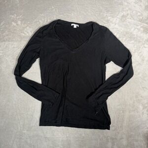 Standard James Perse Women’s Size 2 M Black V Neck Long Sleeve Top Made USA